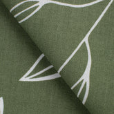 PRINTED COTTON POPLIN FABRIC - WHITE BRANCHES ON OLIVE BACKGROUND - 125 GSM