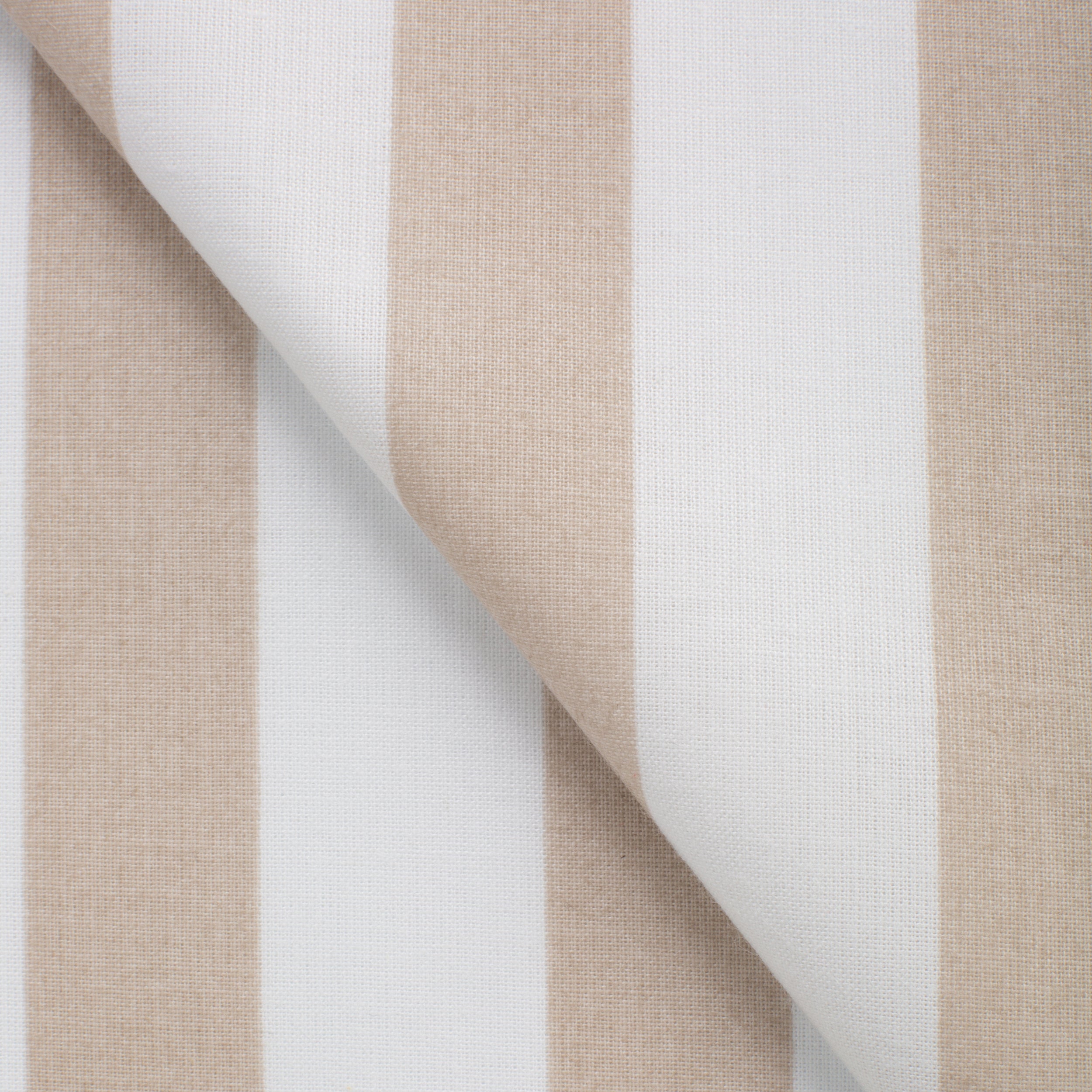 PRINTED COTTON POPLIN FABRIC - BEIGE AND WHITE STRIPES - 125 GSM