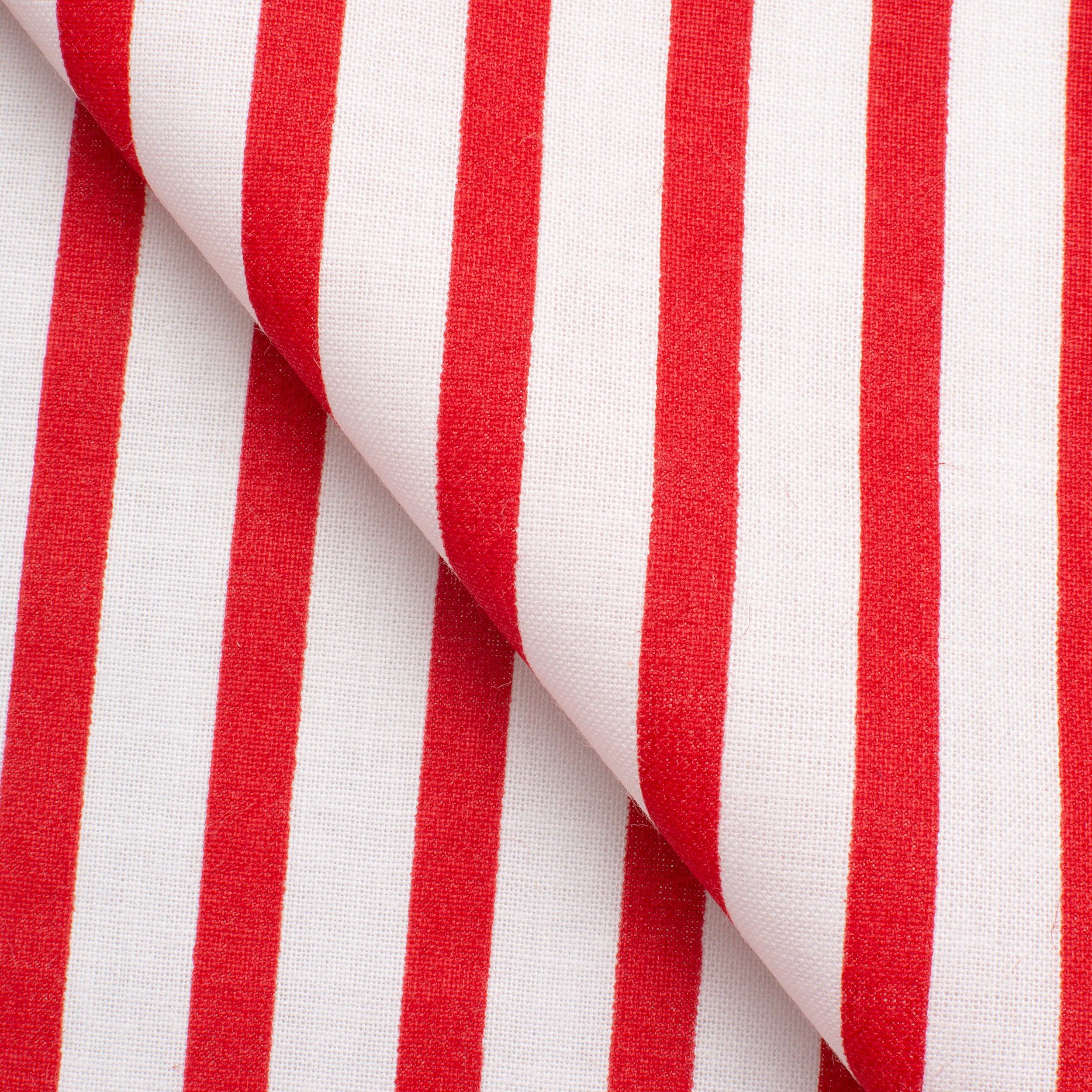 PRINTED COTTON POPLIN FABRIC - RED AND WHITE STRIPES - 160 GSM