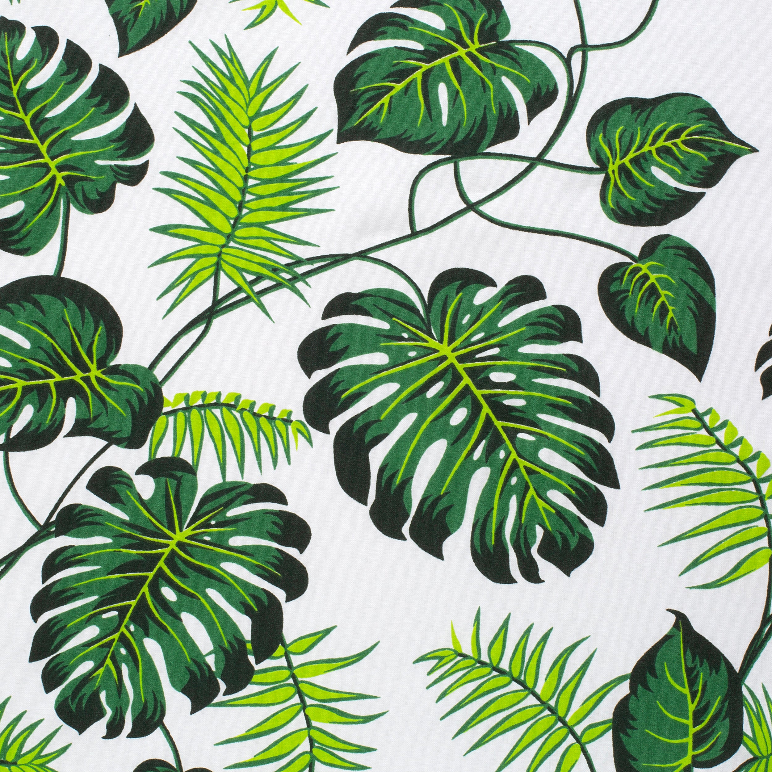 PRINTED COTTON POPLIN FABRIC - LEAVES AND FLOWERS PRINT - 160 GSM