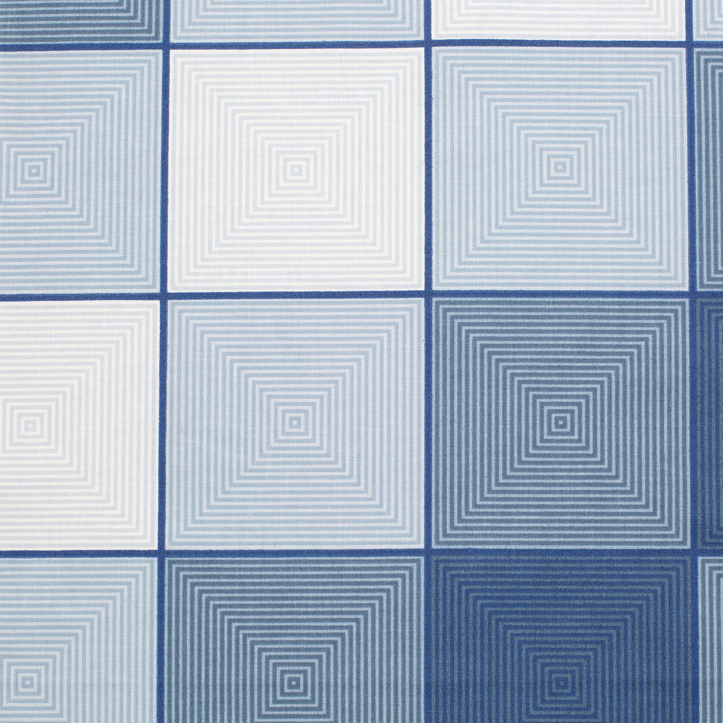 PRINTED COTTON POPLIN FABRIC - BLUE GREY AND WHITE GEOMETRIC PRINT - 160 GSM