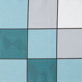 4.2 OZ COTTON POPLIN - PRINTED - TURQUOISE/GREY/WHITE SQUARES