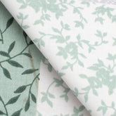 PRINTED COTTON POPLIN FABRIC - GREEN FLOWERS - 160 GSM