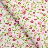 PRINTED COTTON POPLIN FABRIC - PINK AND RED FLOWERS - 160 GSM