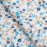 PRINTED COTTON POPLIN FABRIC - BLUE FLOWERS - 160 GSM