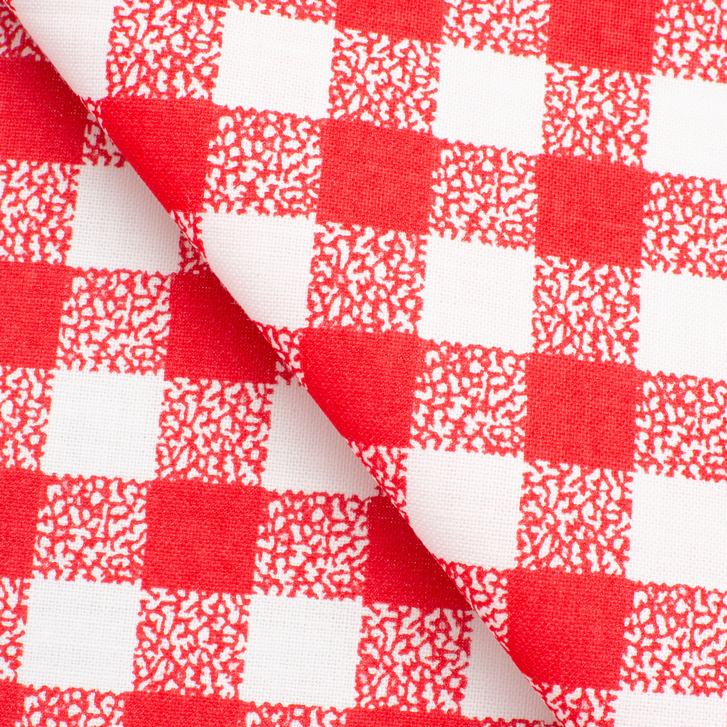 CHECKED COTTON POPLIN FABRIC - RED AND WHITE CHECK - 160 GSM
