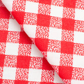 CHECKED COTTON POPLIN FABRIC - RED AND WHITE CHECK - 160 GSM