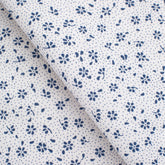 PRINTED COTTON POPLIN FABRIC - SMALL BLUE FLOWERS ON WHITE BACKGROUND - 160 GSM