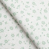PRINTED COTTON POPLIN FABRIC - SMALL GREEN FLOWERS ON WHITE BACKGROUND - 160 GSM