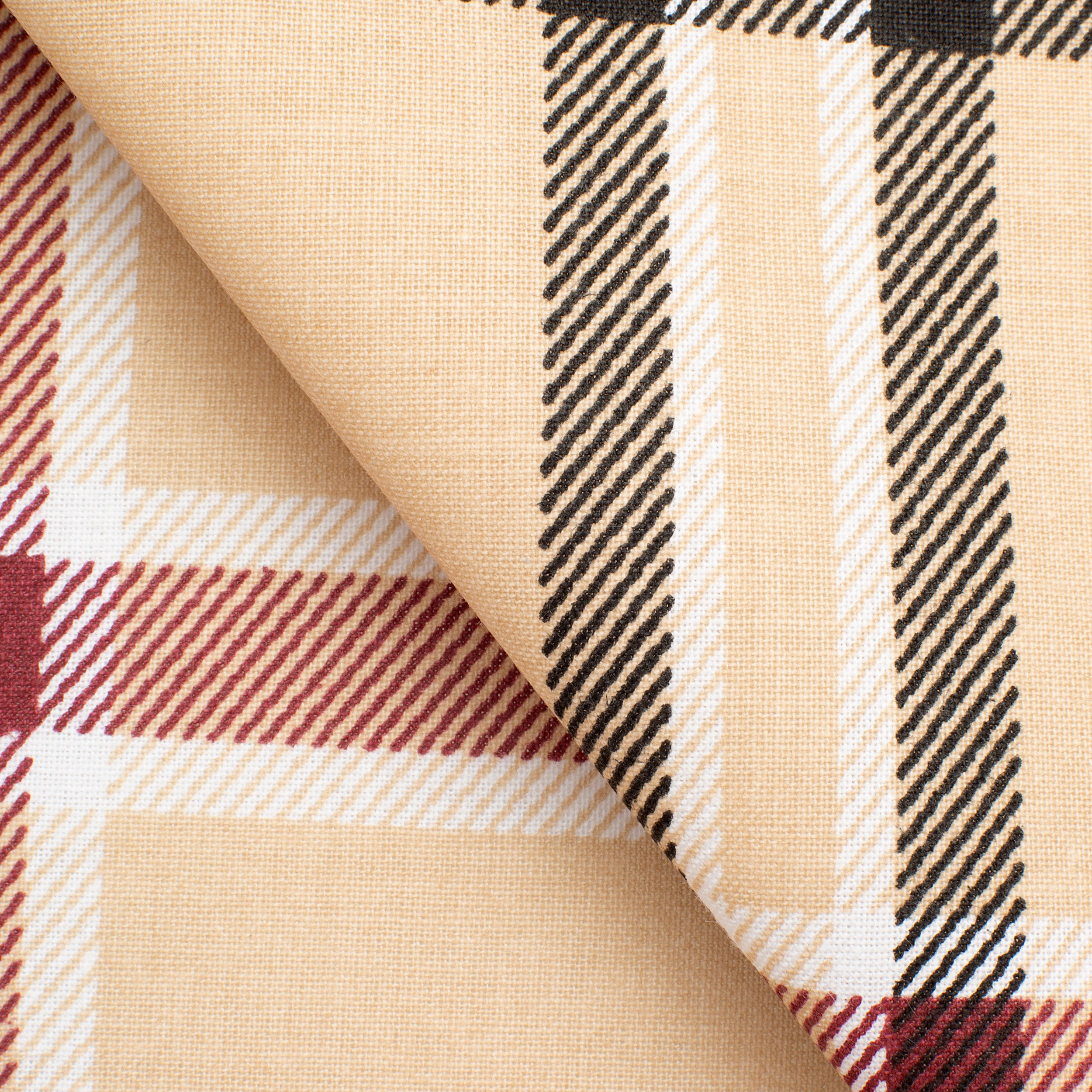 CHECKED COTTON POPLIN FABRIC - ORANGE AND RED CHECK - 160 GSM