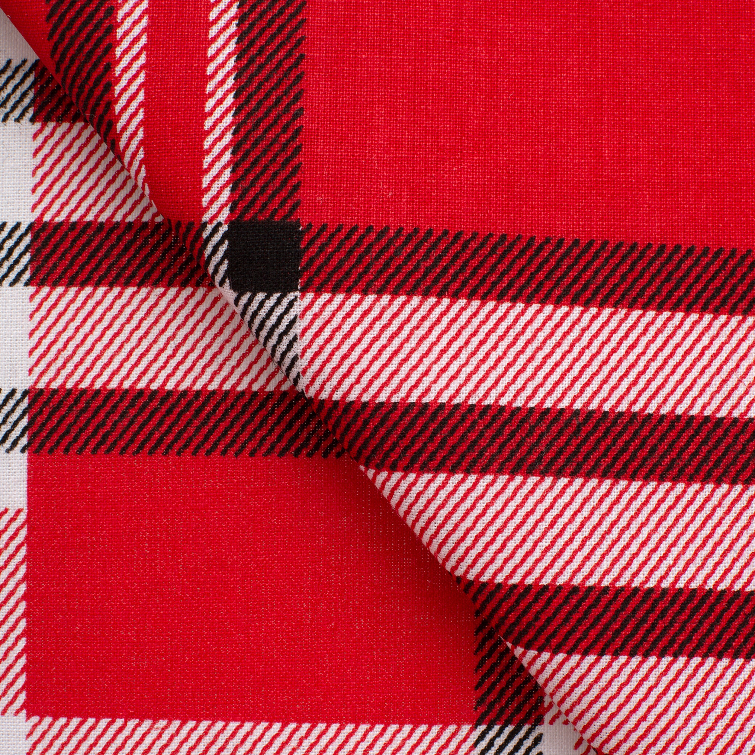 CHECKED COTTON POPLIN FABRIC - RED - 160 GSM