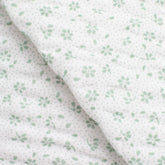 PRINTED COTTON POPLIN FABRIC - SMALL GREEN FLOWERS ON WHITE BACKGROUND - 160 GSM