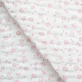SEERSUCKER FABRIC - PRINTED - WHITE - PINK SMALL FLOWERS