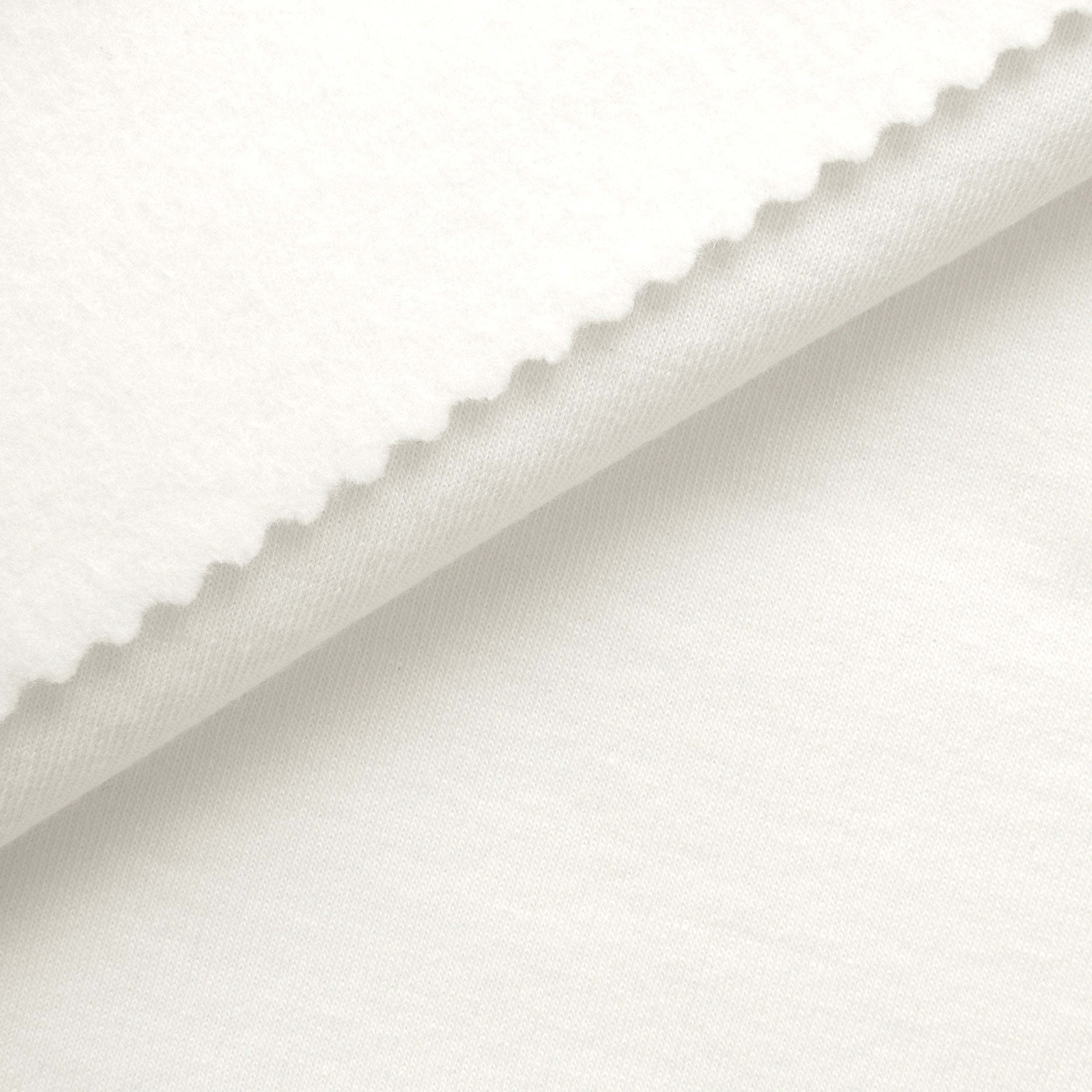 COTTON-POLYESTER FRENCH TERRY FABRIC WITH ELASTANE - WHITE - 300 GSM