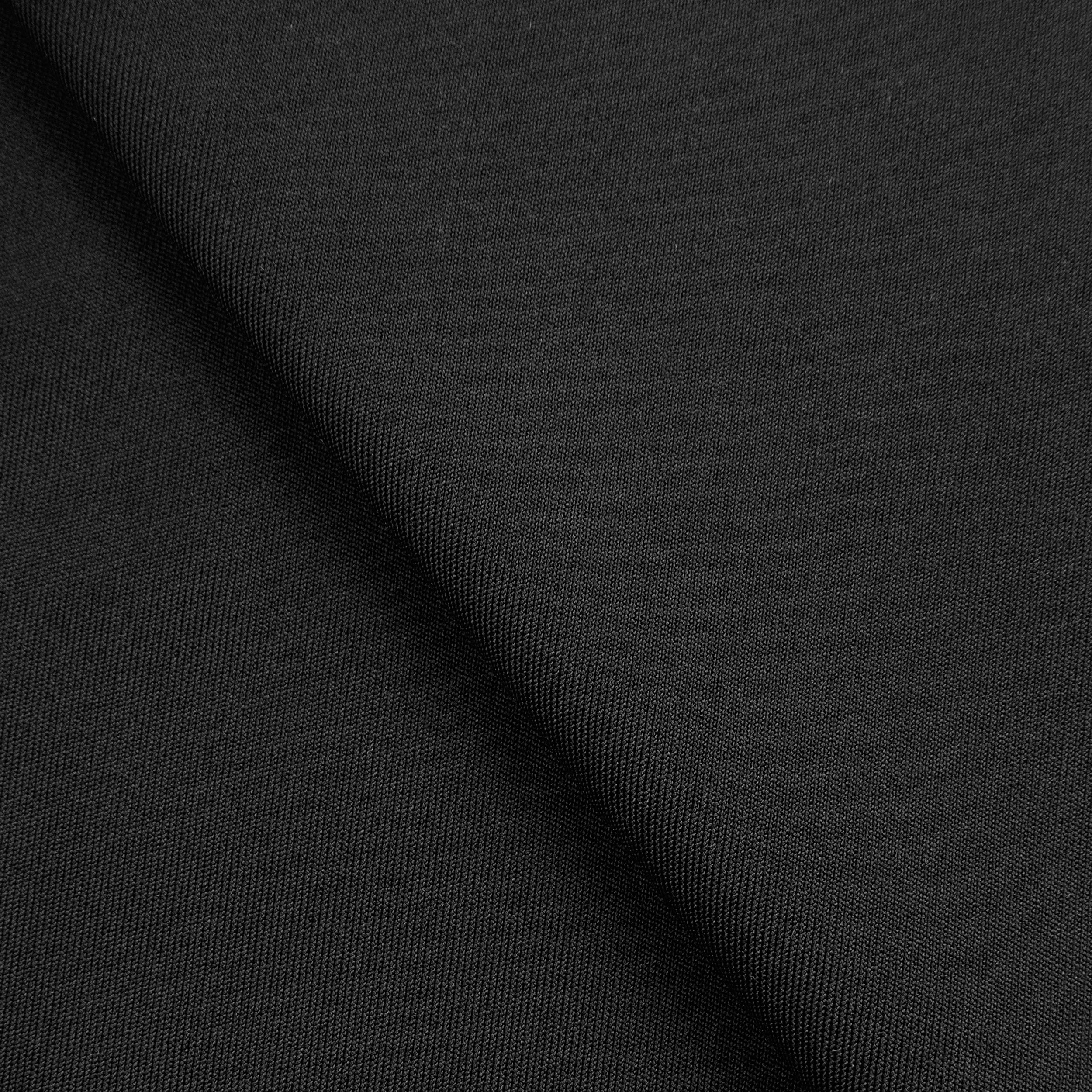 POLYESTER INTERLOCK KNIT FABRIC WITH ELASTANE - BLACK - 220 GSM