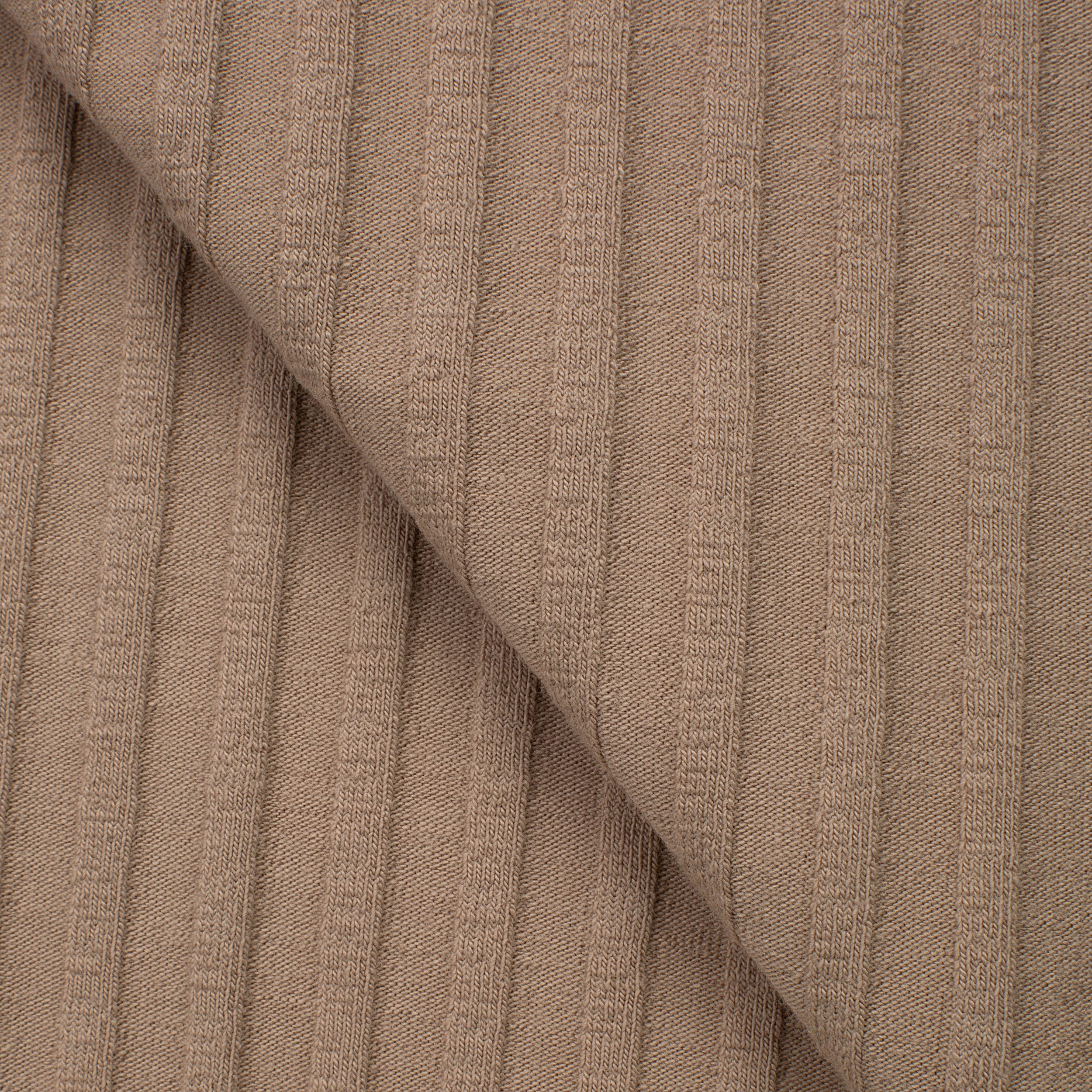 COTTON RIB KNIT FABRIC WITH ELASTANE - EARTHY BEIGE - 250 GSM