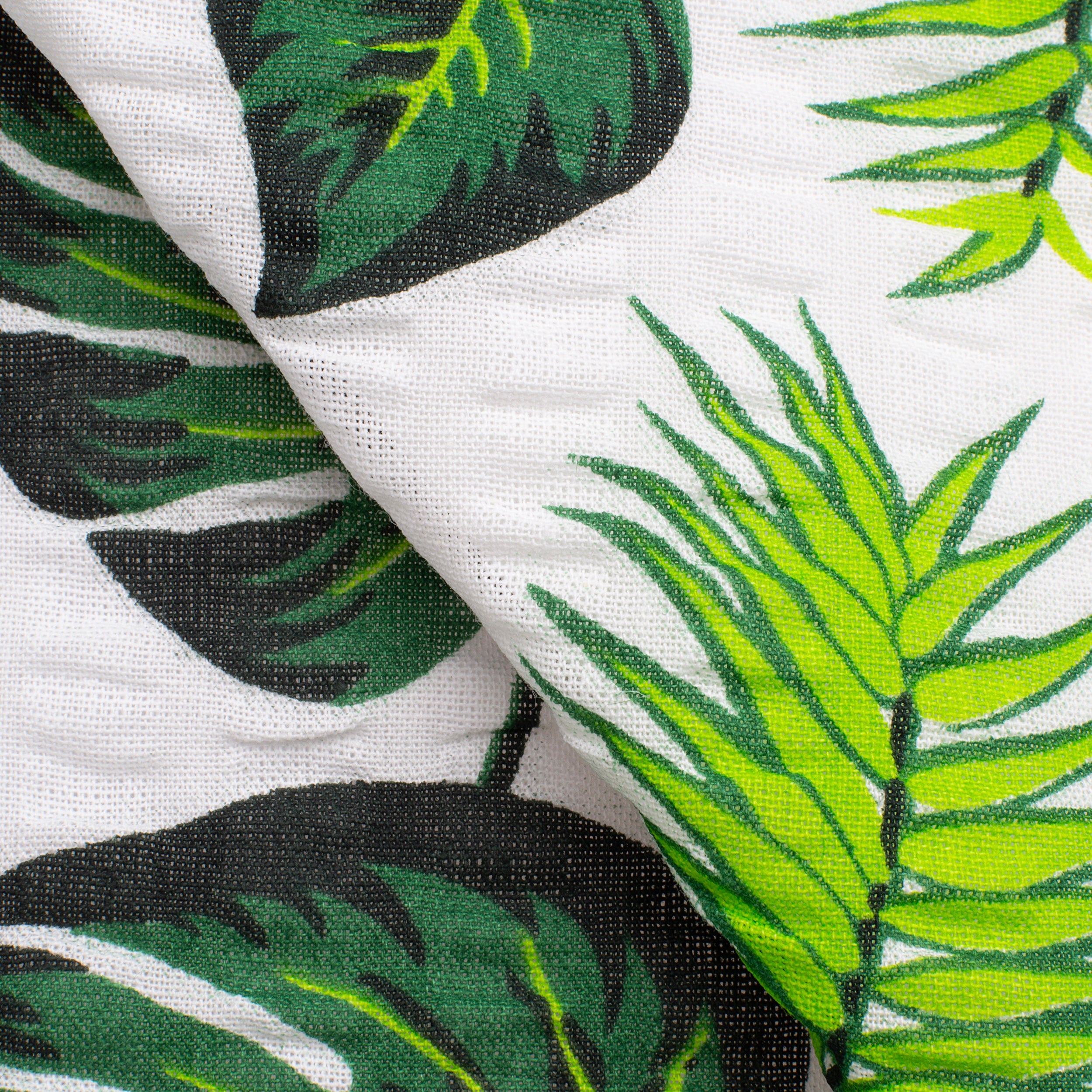 PRINTED COTTON SEERSUCKER FABRIC - LEAVES AND FLOWERS PRINT - 160 GSM