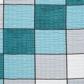 4.2 OZ COTTON POPLIN - PRINTED - TURQUOISE/GREY/WHITE SQUARES