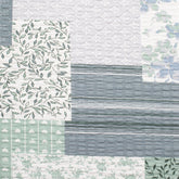 PRINTED COTTON POPLIN FABRIC - GREEN AND WHITE FLOWERS - 160 GSM