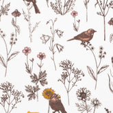 PRINTED COTTON FLANNEL FABRIC - WILD HERBS ON WHITE BACKGROUND - 160 GSM