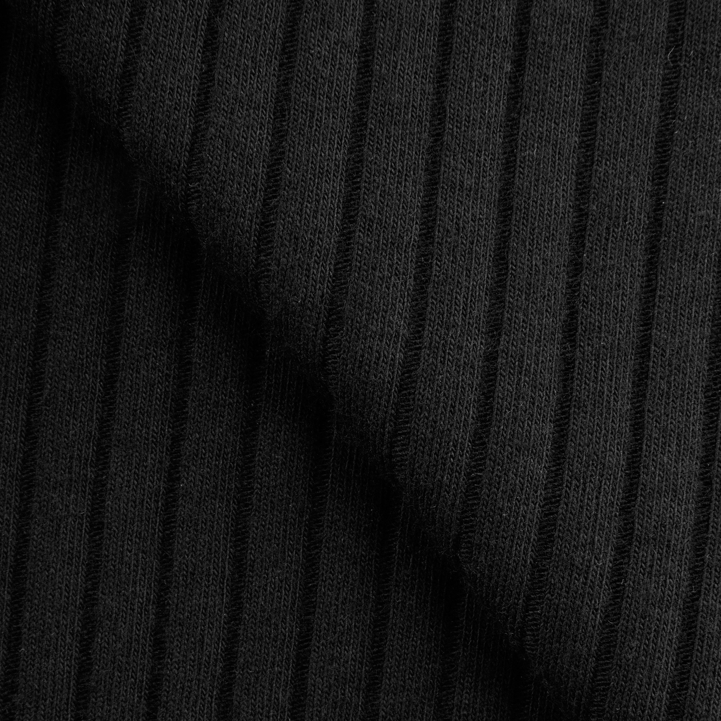 COTTON RIB KNIT FABRIC WITH ELASTANE - BLACK - 250 GSM