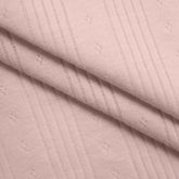 COTTON POINTELLE KNIT FABRIC - CABLE KNIT AND PAW PRINT LIGHT PINK PATTERN - 150 GSM