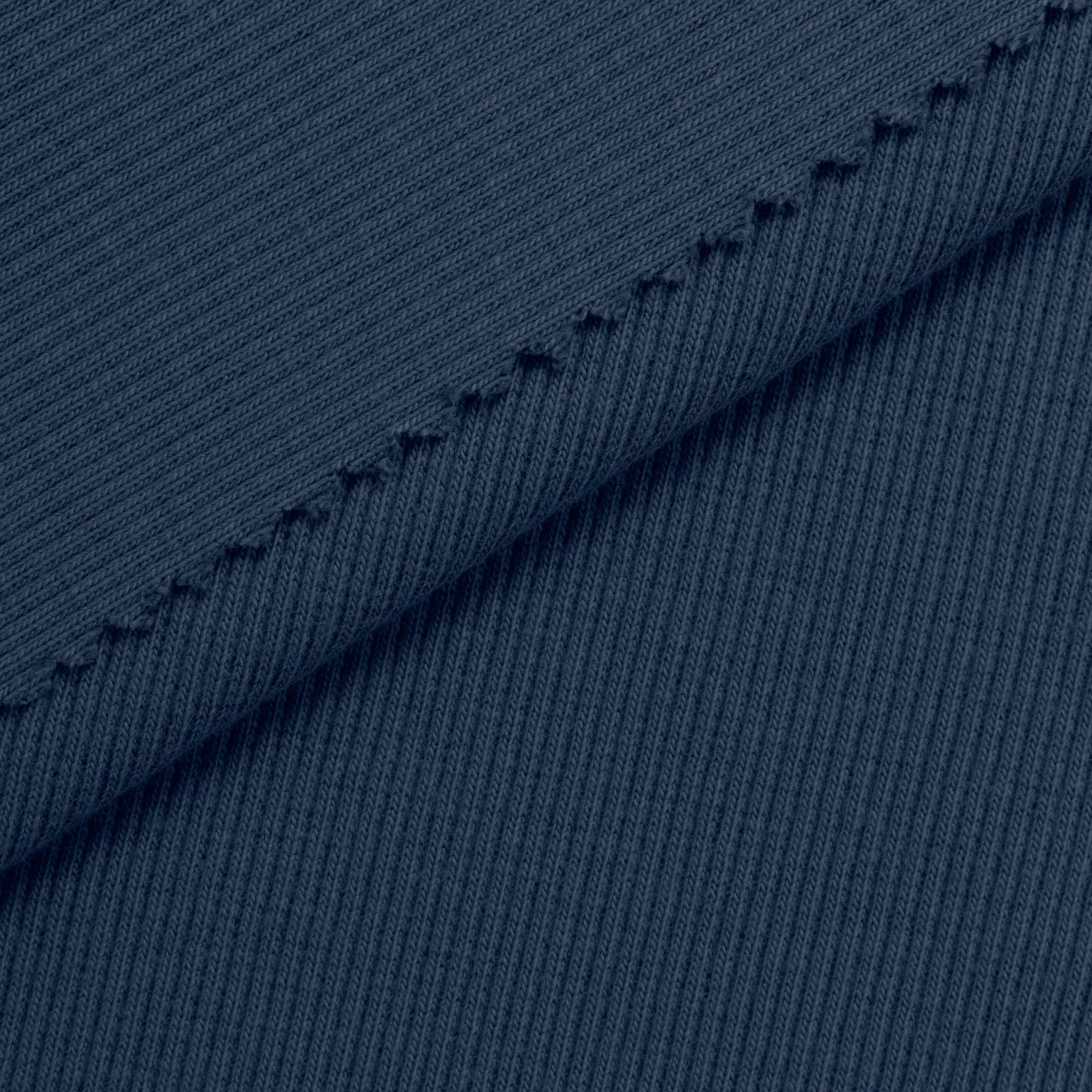 COTTON RIB KNIT FABRIC WITH ELASTANE - DENIM BLUE - 220 GSM