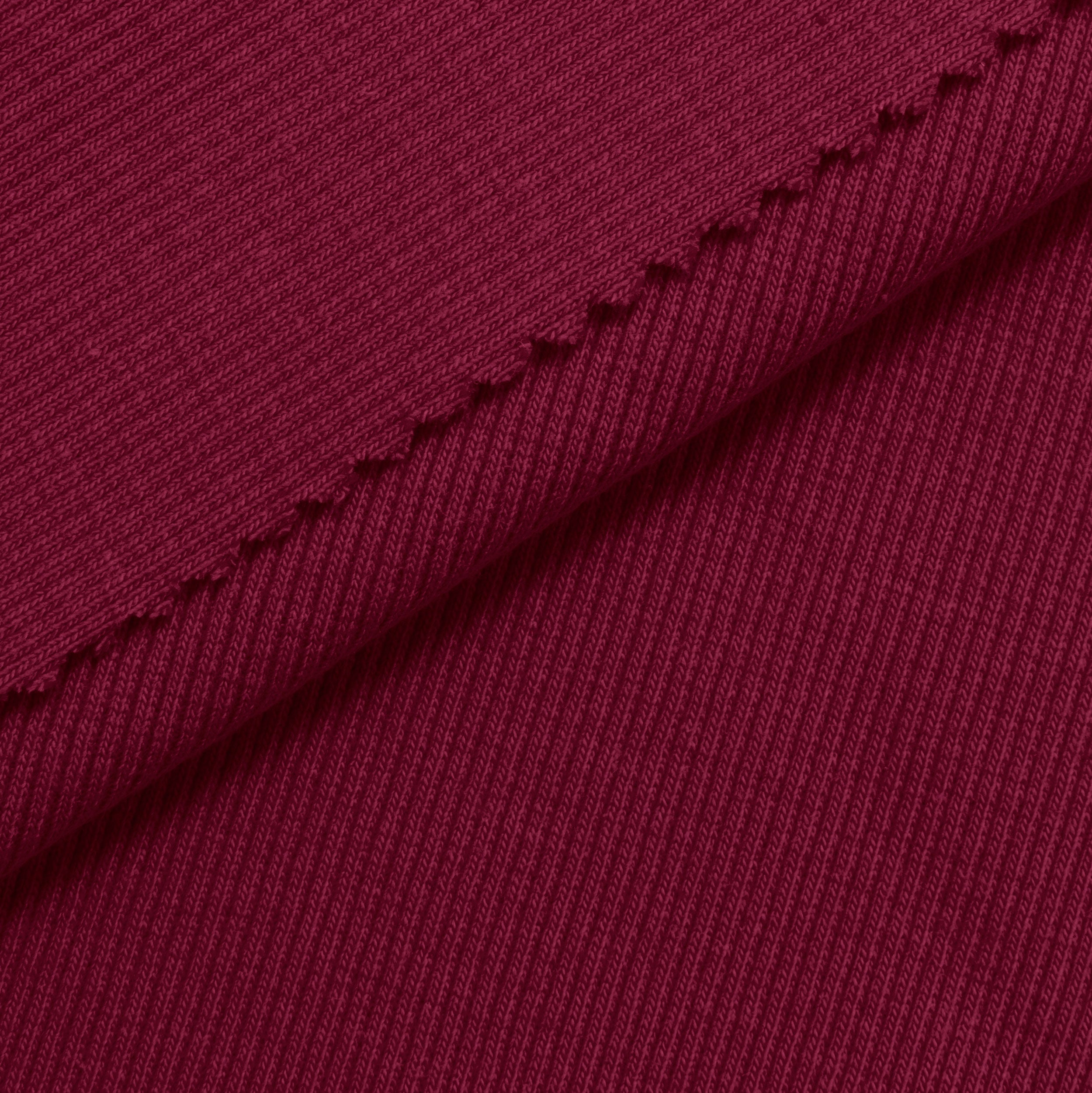 COTTON RIB KNIT FABRIC WITH ELASTANE - BURGUNDY - 280 GSM