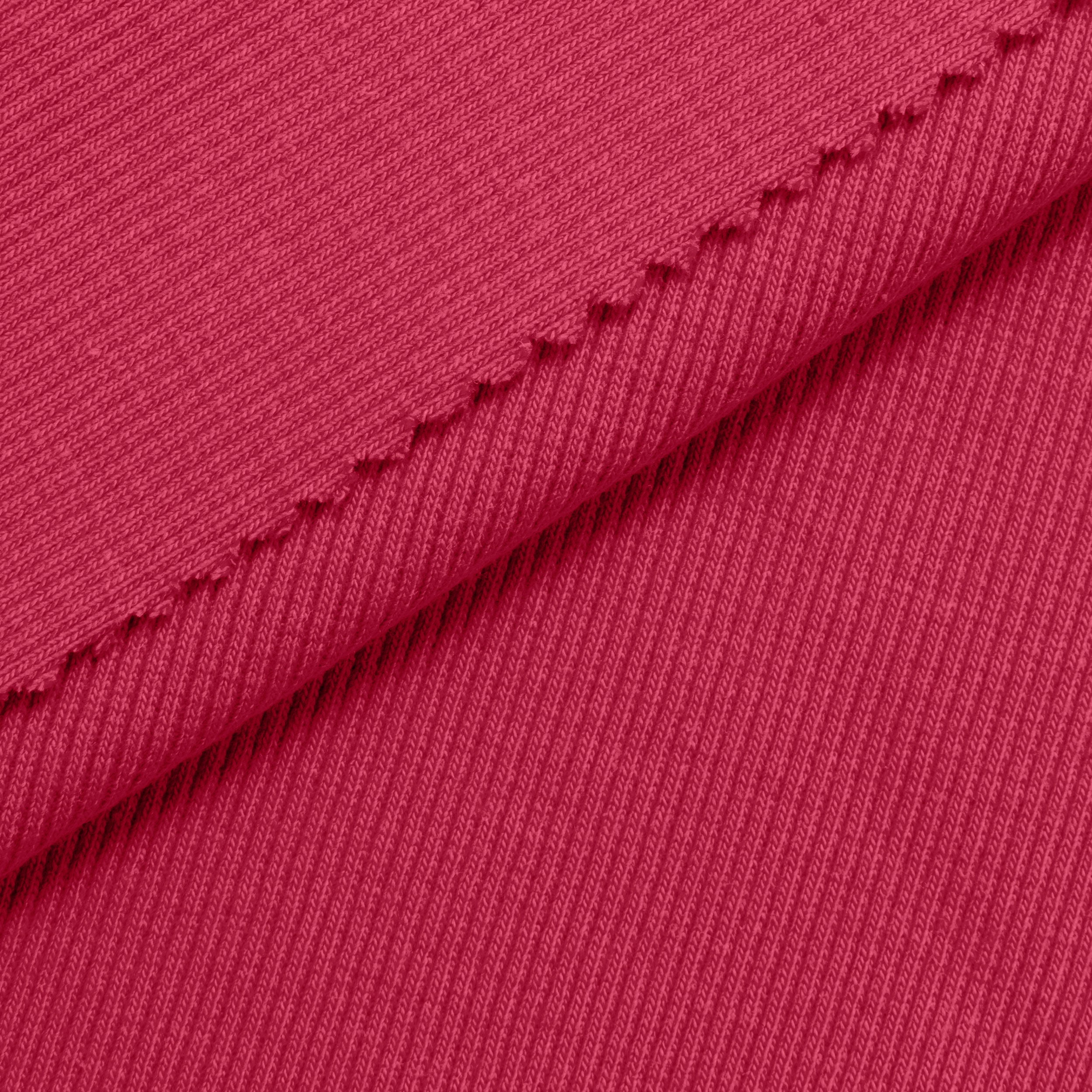 COTTON RIB KNIT FABRIC WITH ELASTANE - RASPBERRY PINK - 280 GSM