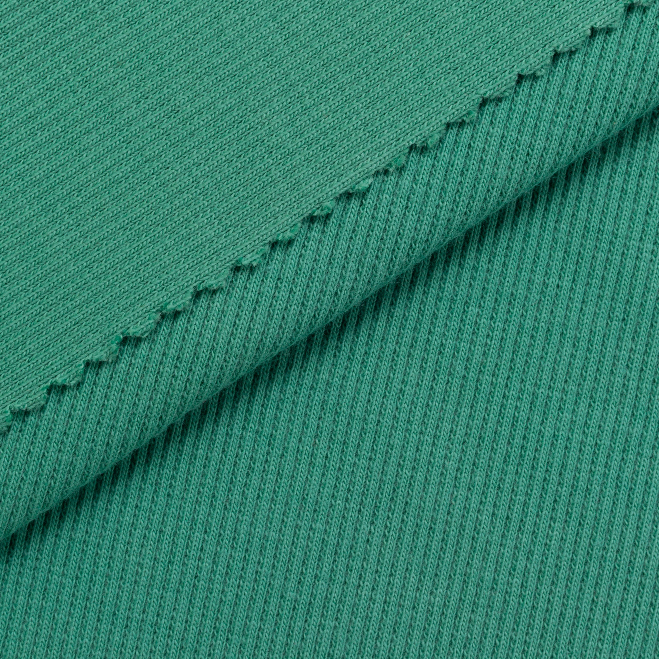 COTTON RIB KNIT FABRIC WITH ELASTANE - GREEN - 280 GSM