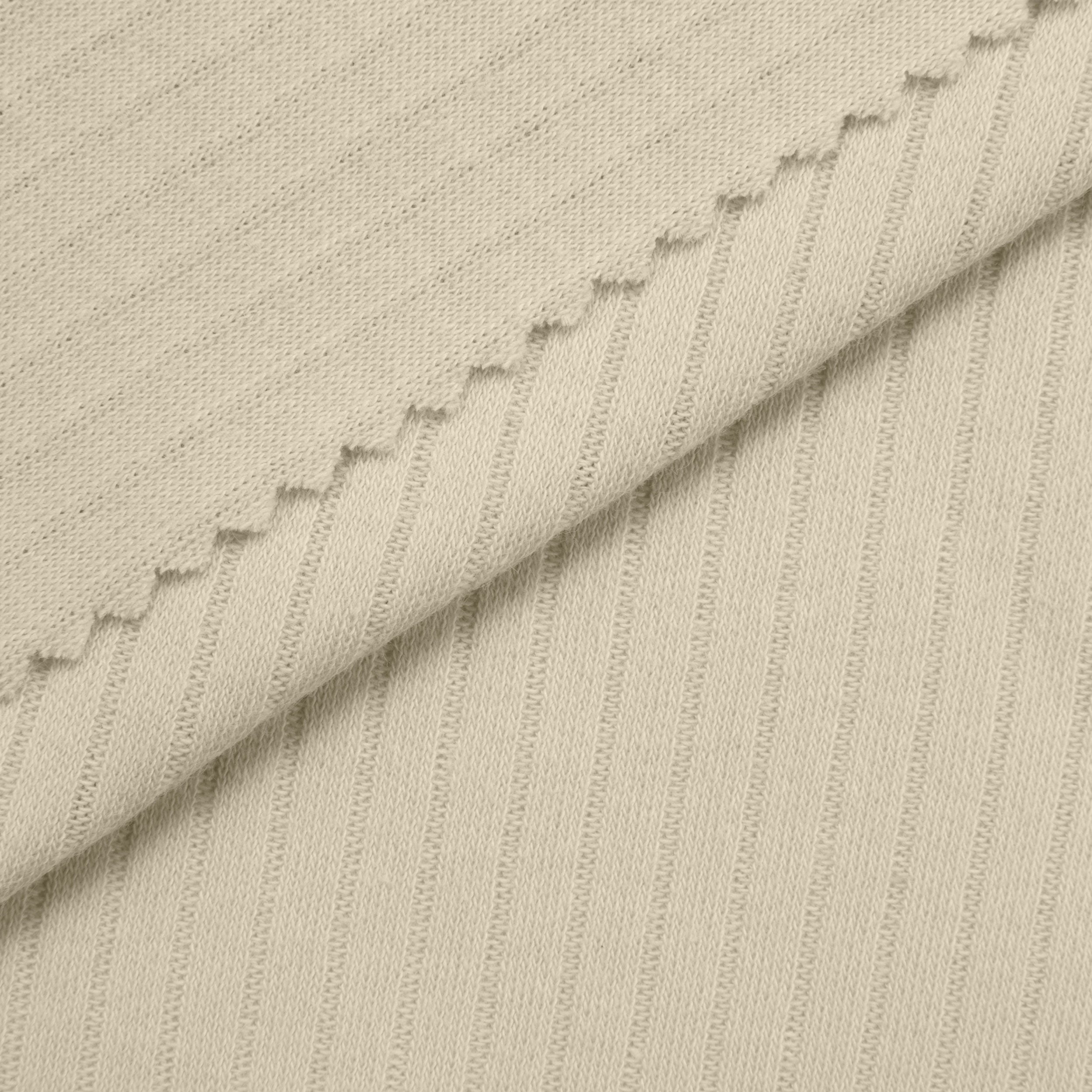 COTTON RIB KNIT FABRIC - CREAM PEARL - 170 GSM