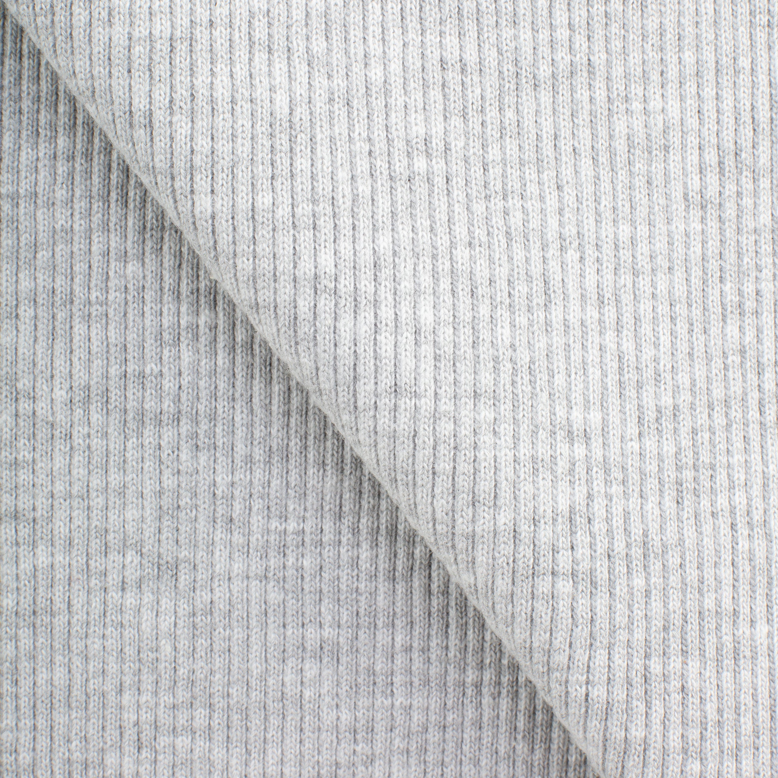 COTTON 2X1 RIB KNIT FABRIC WITH ELASTANE - GREY MELANGE - 420 GSM