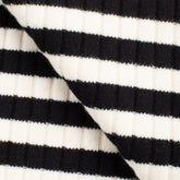 COTTON RIB KNIT FABRIC WITH ELASTANE - WASHED BLACK STRIPES - 380 GSM