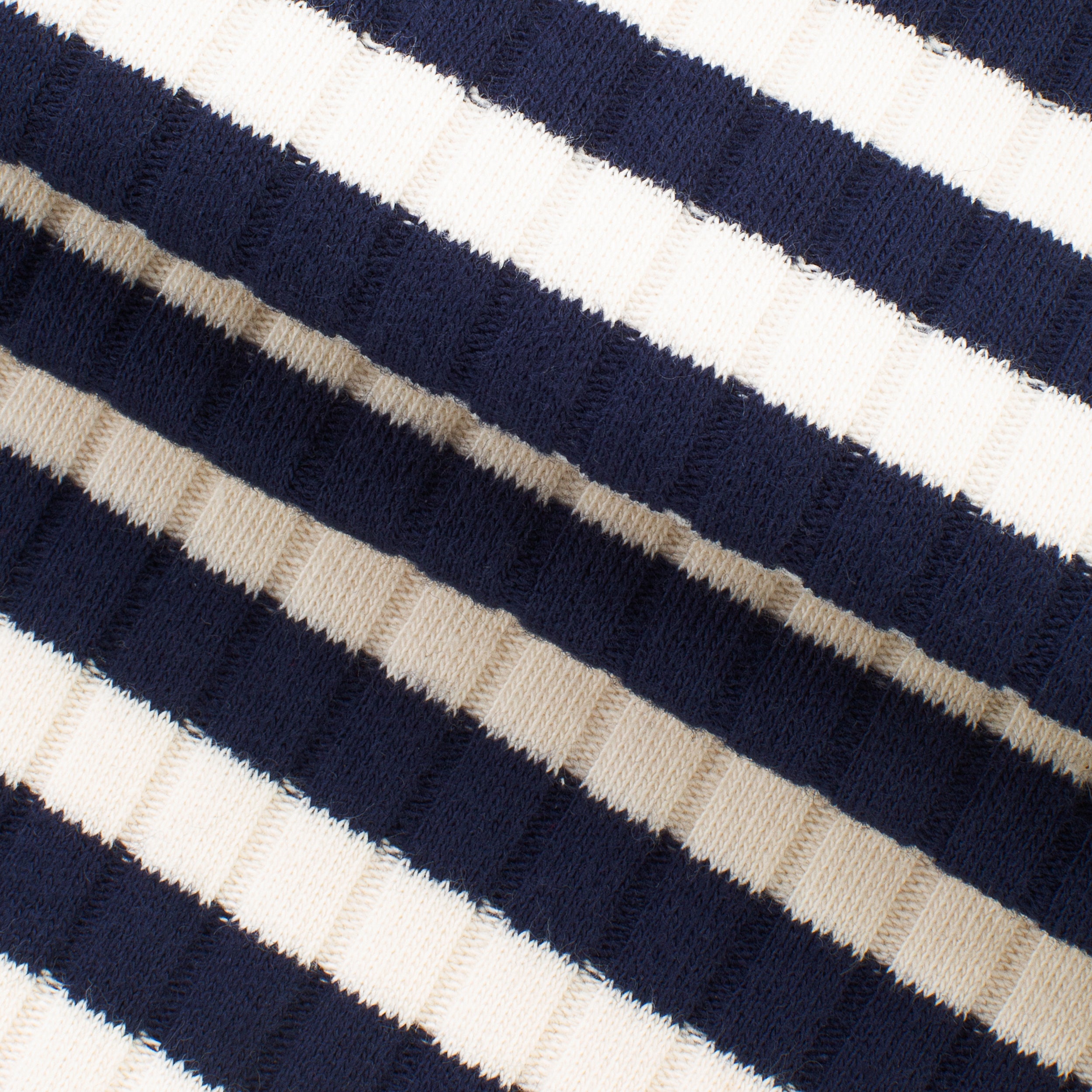 COTTON RIB KNIT FABRIC WITH ELASTANE - WASHED NAVY STRIPES - 380 GSM