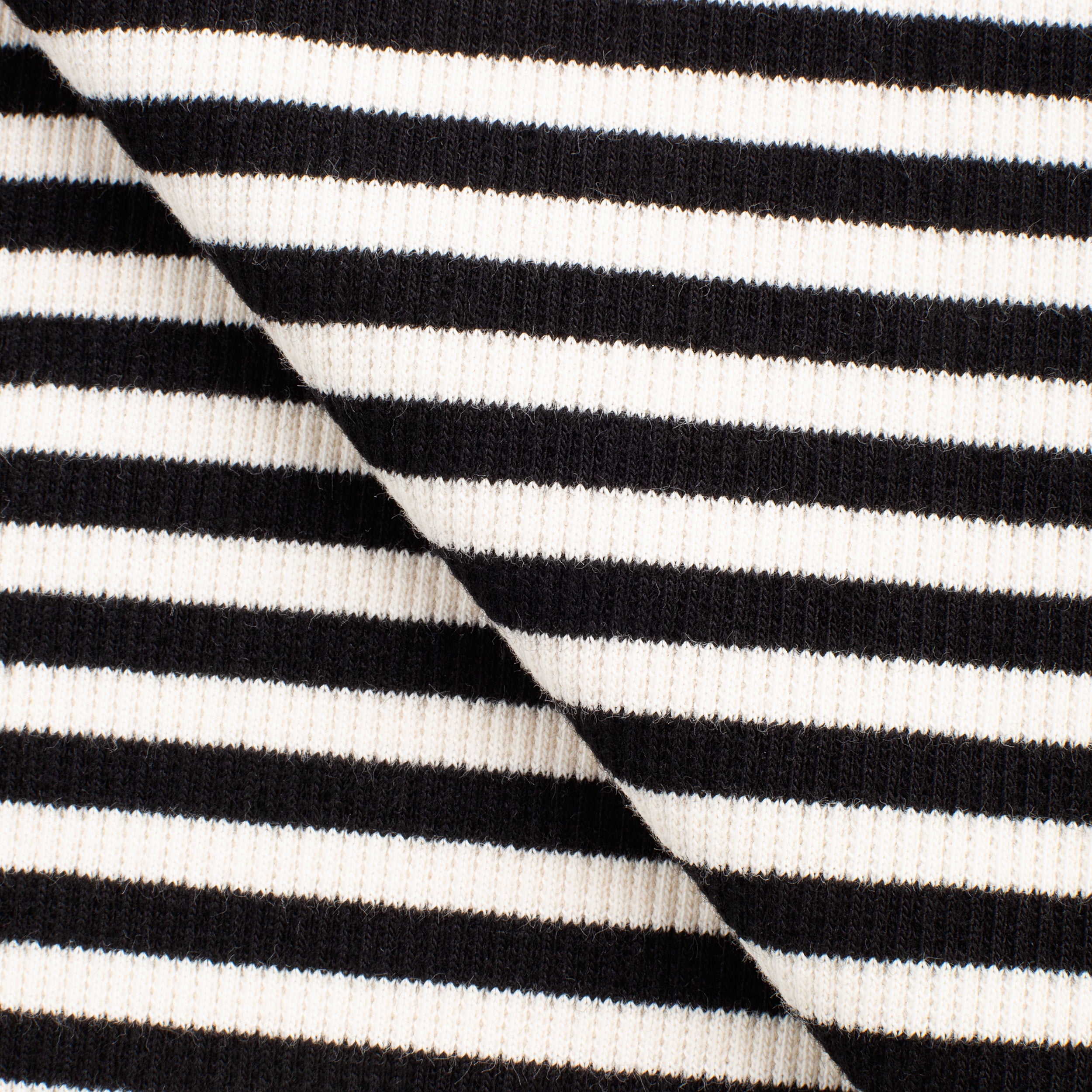 COTTON 2X1 RIB KNIT FABRIC WITH ELASTANE - WASHED BLACK STRIPES - 250 GSM