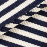 COTTON 2X1 RIB KNIT FABRIC WITH ELASTANE - WASHED NAVY STRIPES - 250 GSM