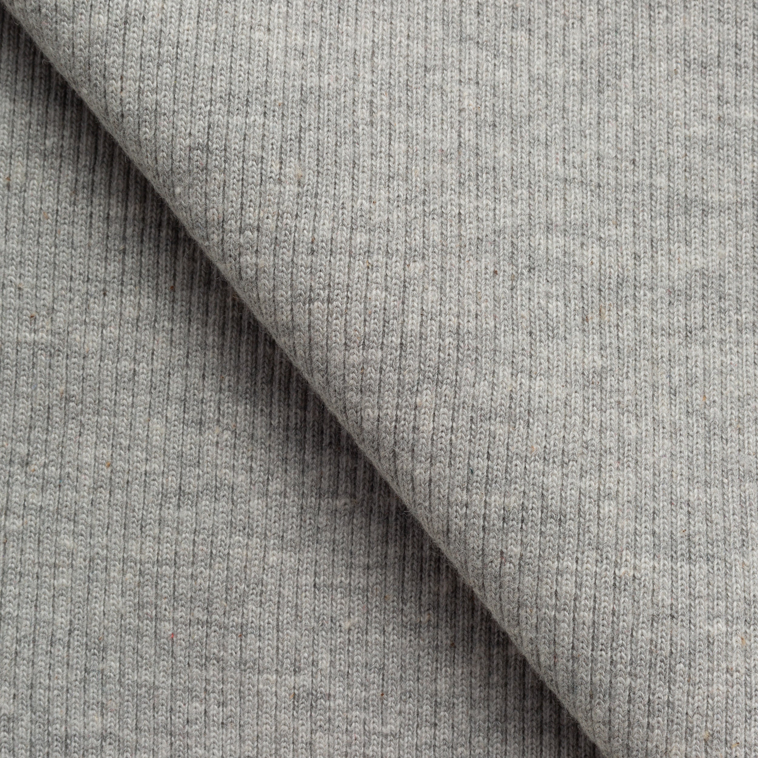 COTTON 2X1 RIB KNIT FABRIC WITH ELASTANE - UNBLEACHED GREY MELANGE - 350 GSM