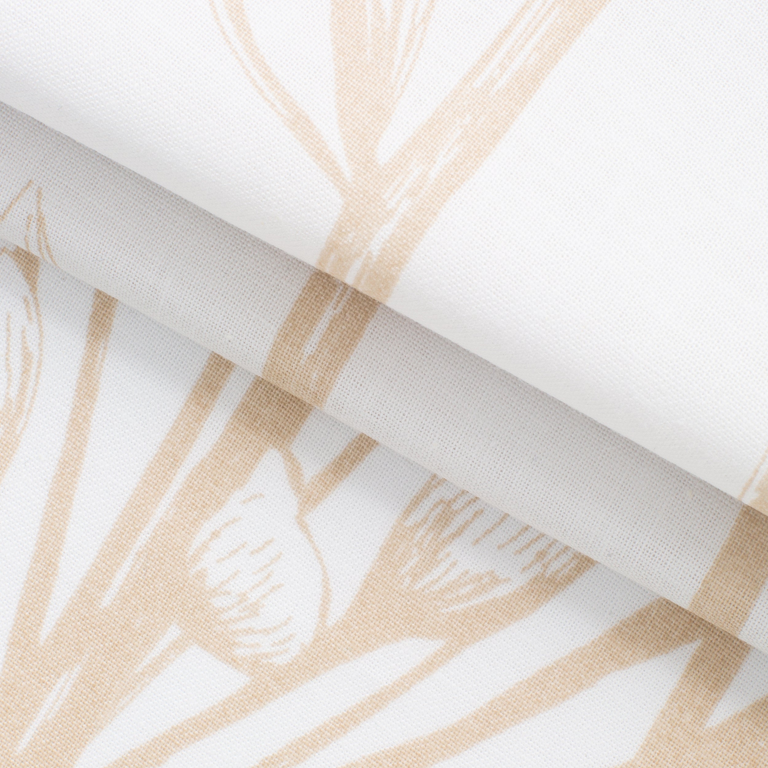 PRINTED COTTON POPLIN FABRIC - DELICATE BEIGE GRASS PRINT - 125 GSM