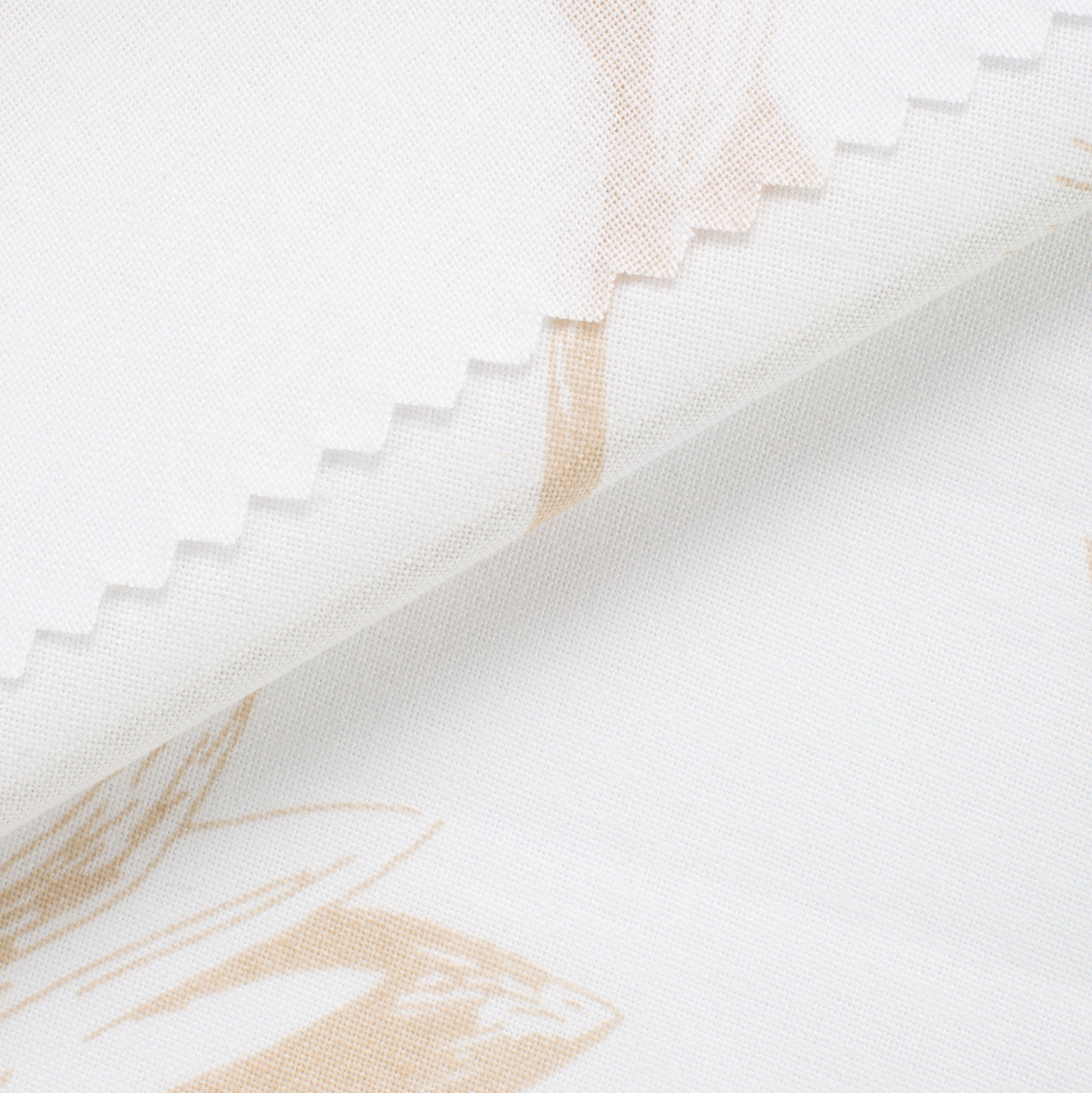 PRINTED COTTON POPLIN FABRIC - DELICATE BEIGE GRASS PRINT - 125 GSM