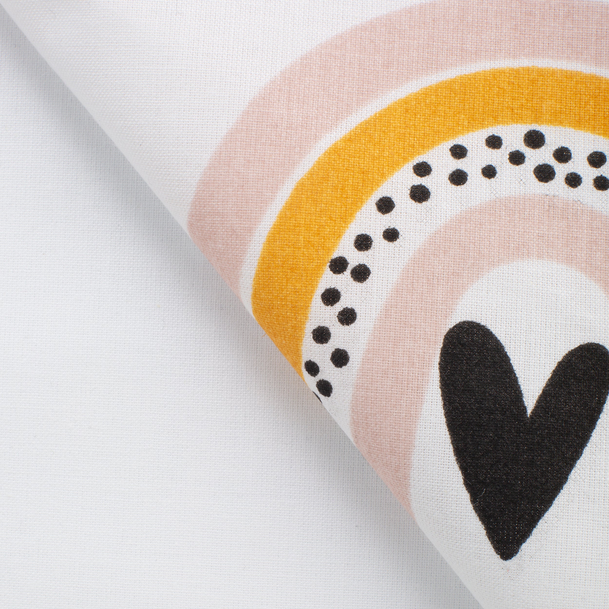 PRINTED COTTON POPLIN FABRIC - PASTEL RAINBOW WITH HEART - 125 GSM