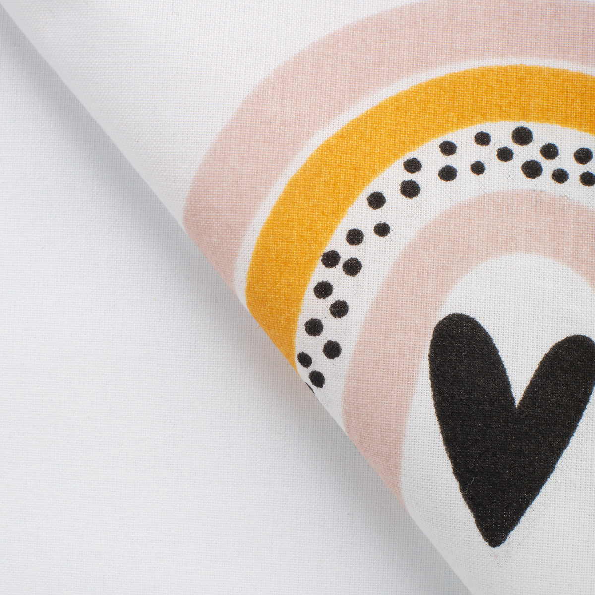 PRINTED COTTON POPLIN FABRIC - PASTEL RAINBOW WITH HEART - 125 GSM
