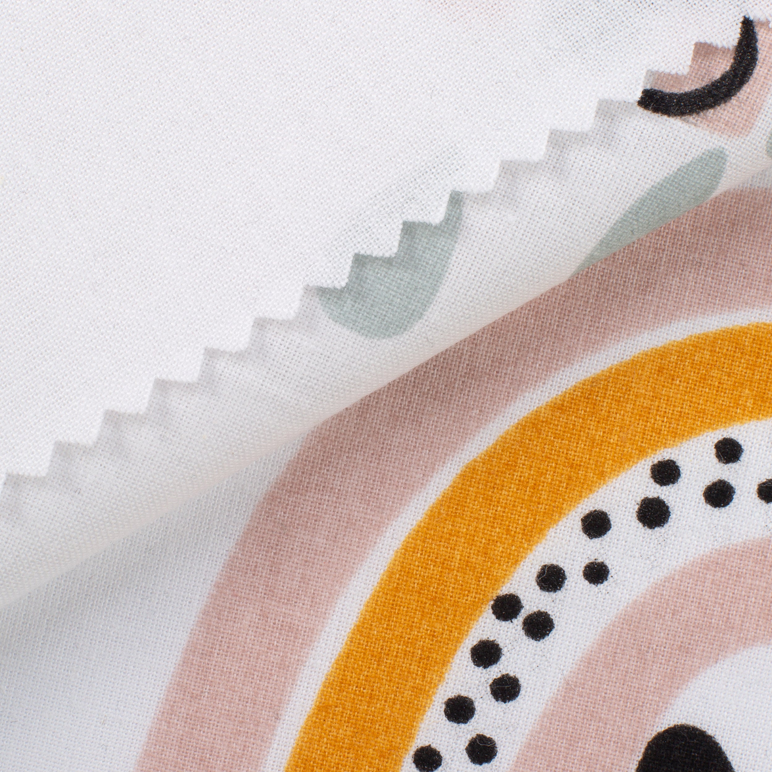 PRINTED COTTON POPLIN FABRIC - PASTEL RAINBOW WITH HEART - 125 GSM