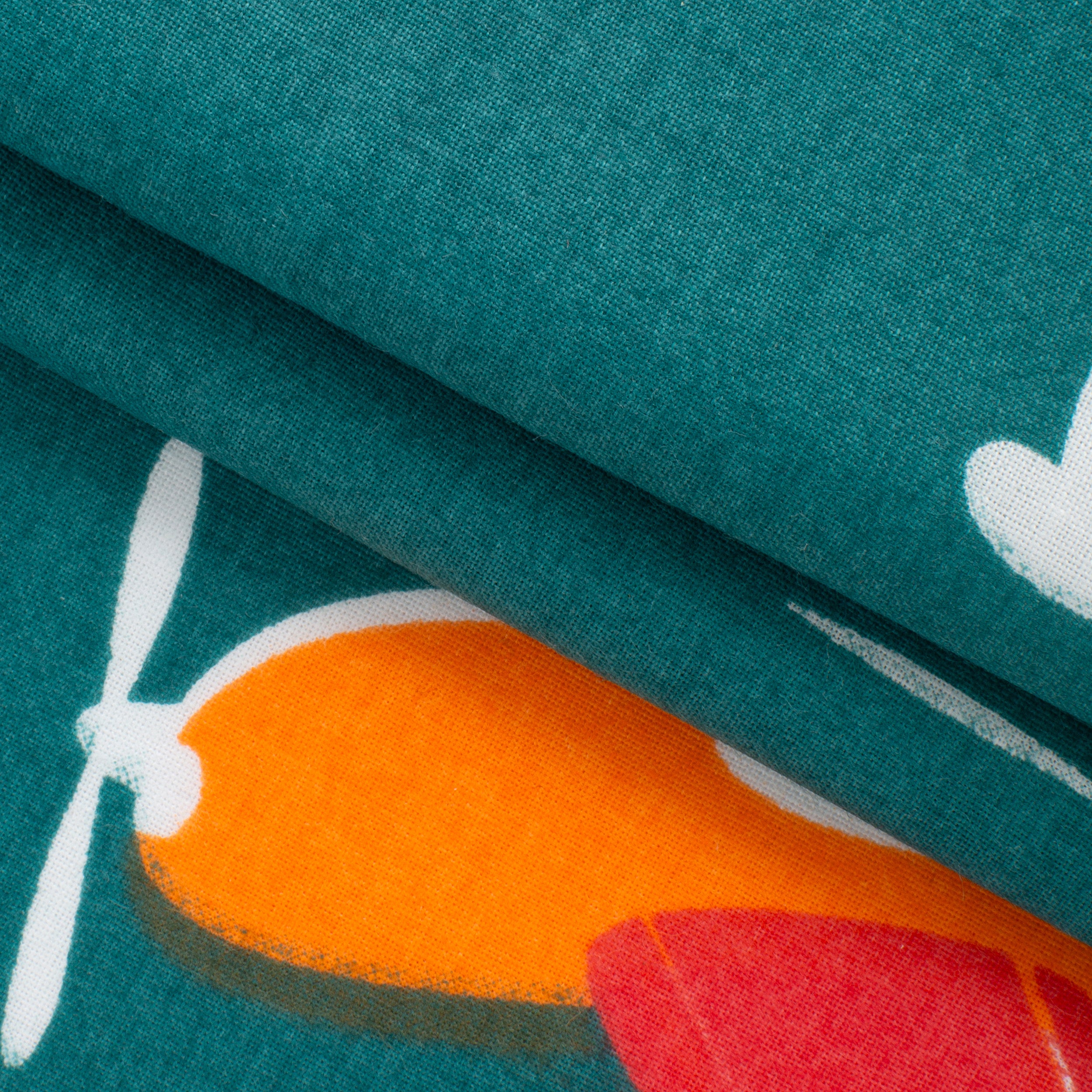 PRINTED COTTON POPLIN FABRIC - STARS AND CLOUDS ON TURQUOISE BACKGROUND - 125 GSM