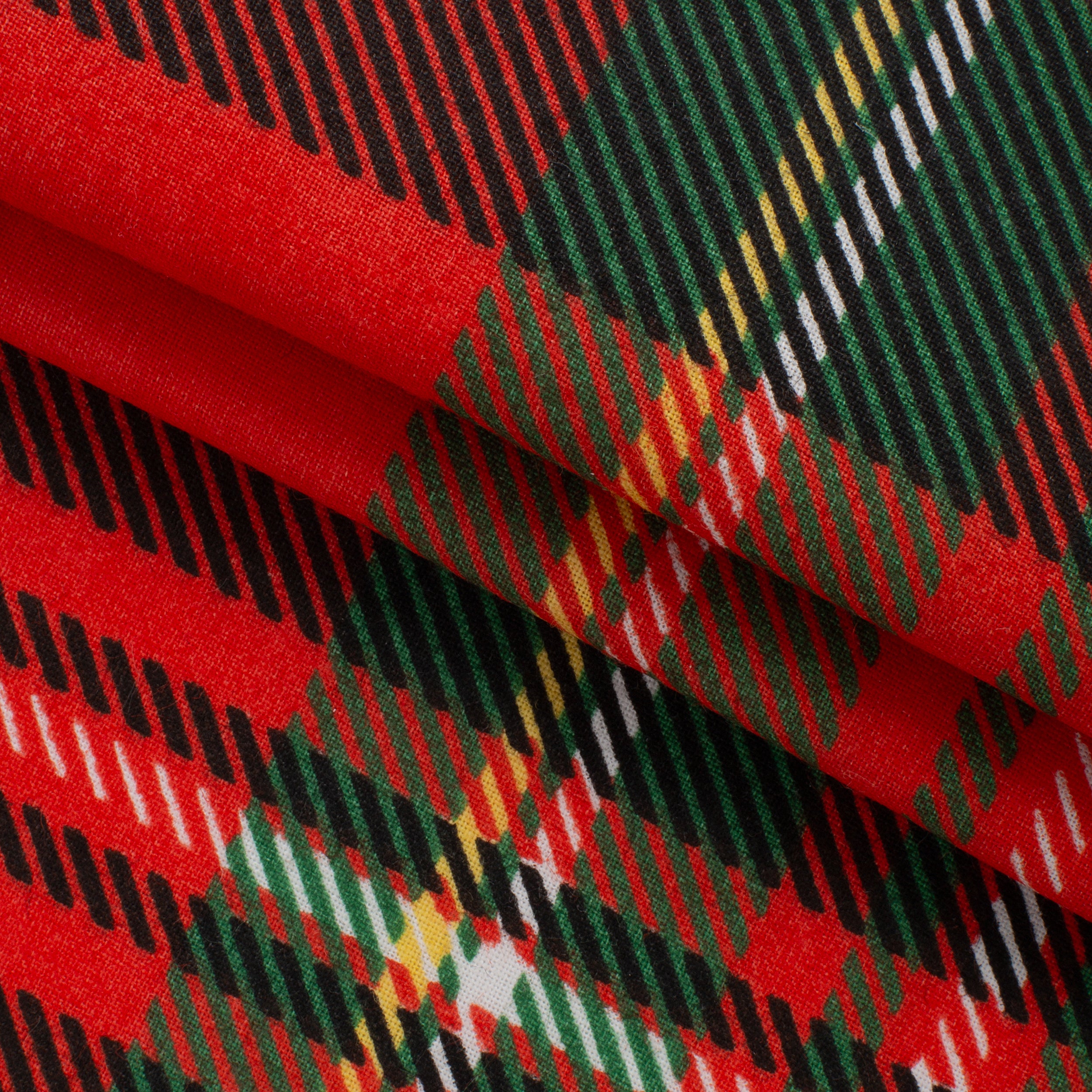 CHECKED COTTON POPLIN FABRIC - RED - 125 GSM