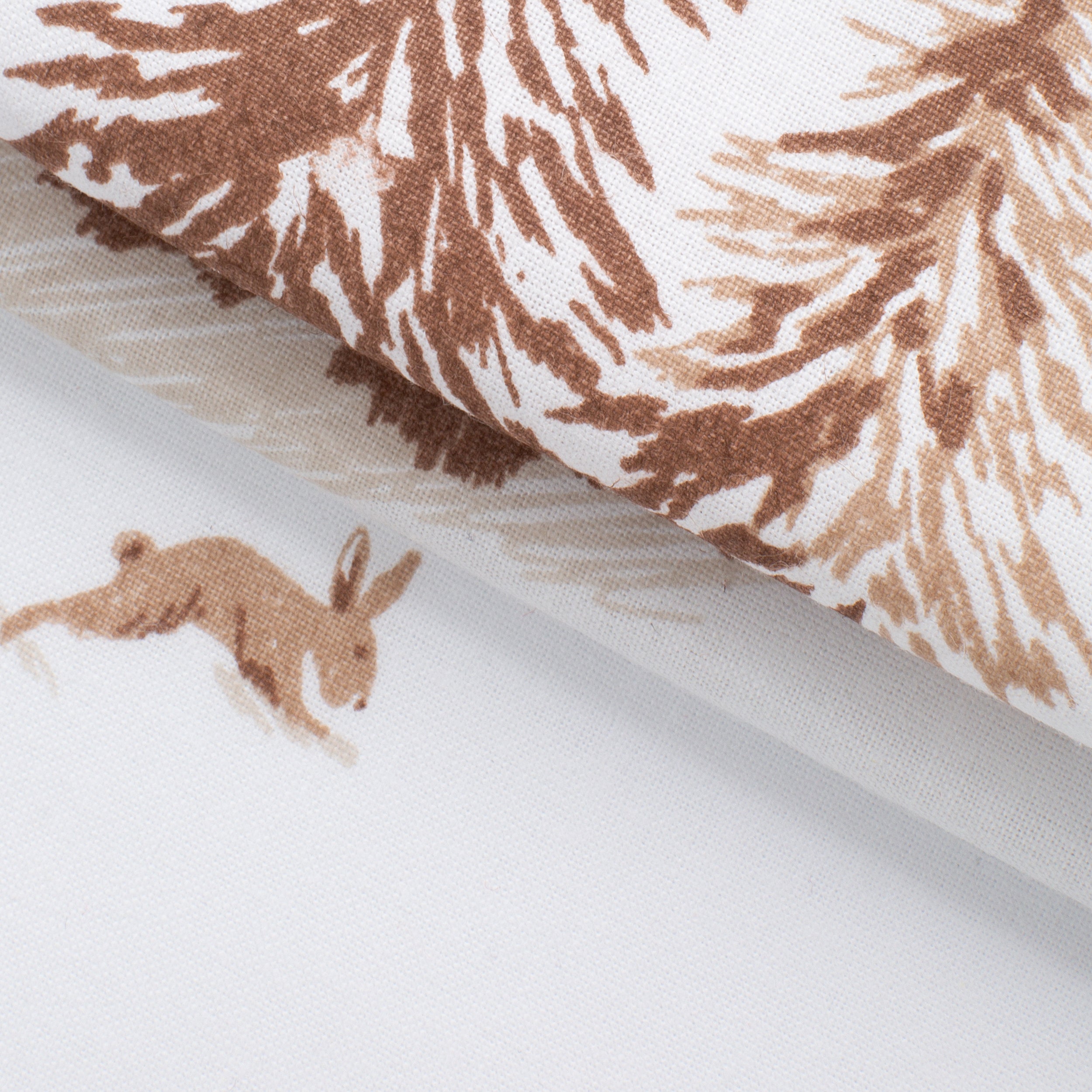 PRINTED COTTON POPLIN FABRIC - FAWN AND FOREST SIGNPOSTS PRINT - 125 GSM