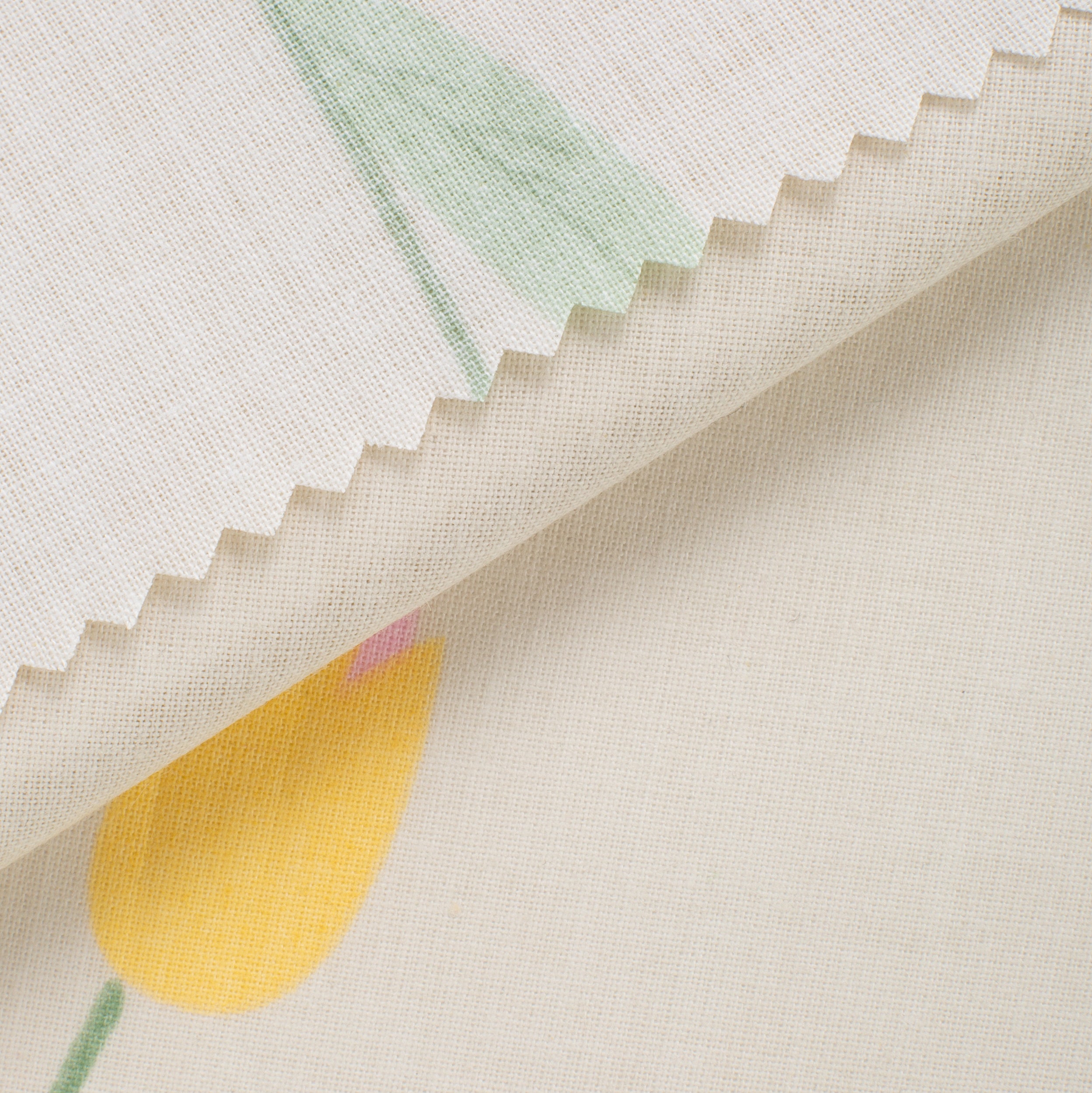 PRINTED COTTON POPLIN FABRIC - PASTEL TULIPS ON BEIGE - 125 GSM