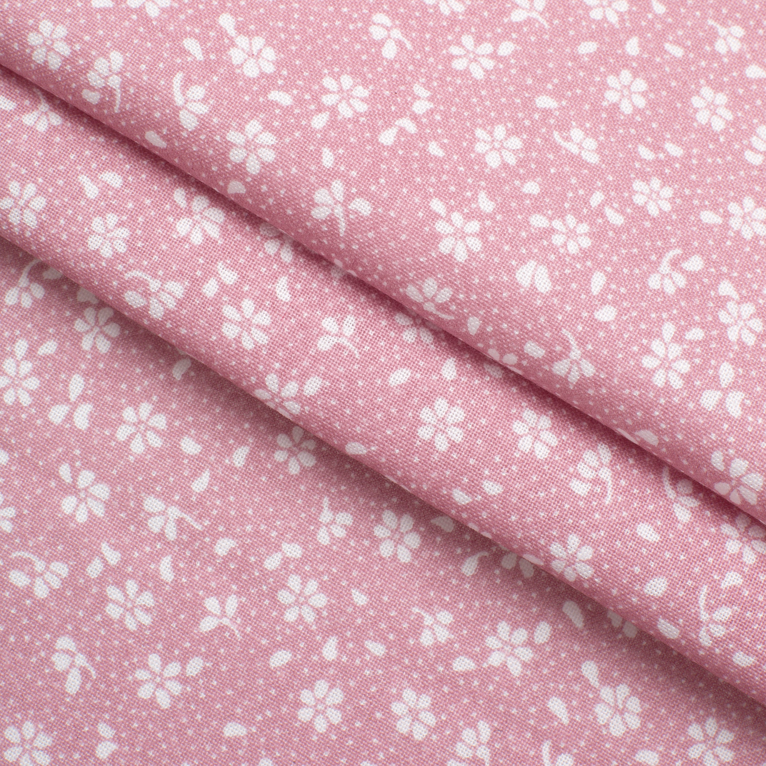 4.2 OZ COTTON POPLIN - PRINTED - PINK - WHITE SMALL FLOWERS