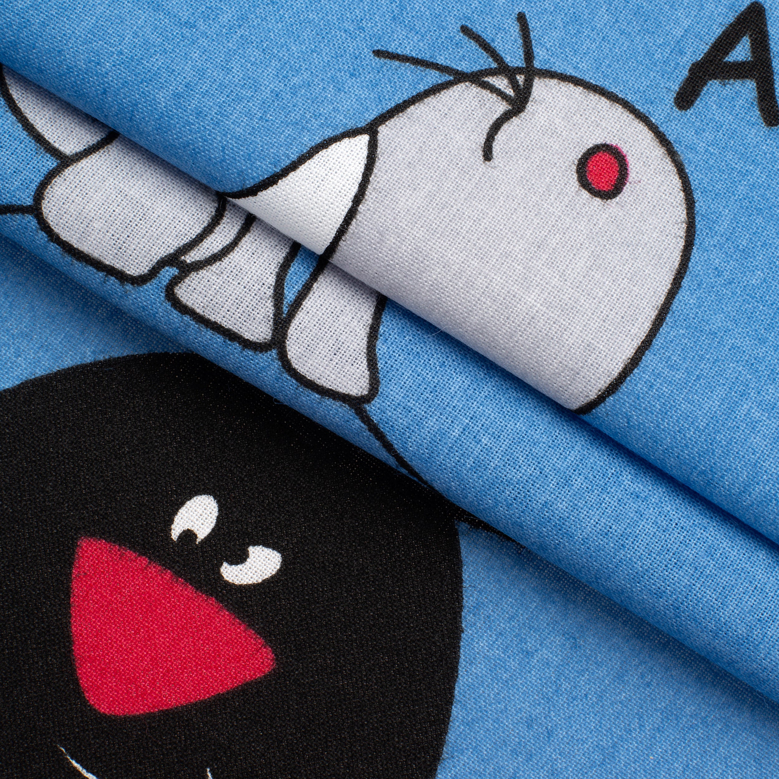 PRINTED COTTON POPLIN FABRIC - DOGS ON LIGHT BLUE BACKGROUND - 160 GSM
