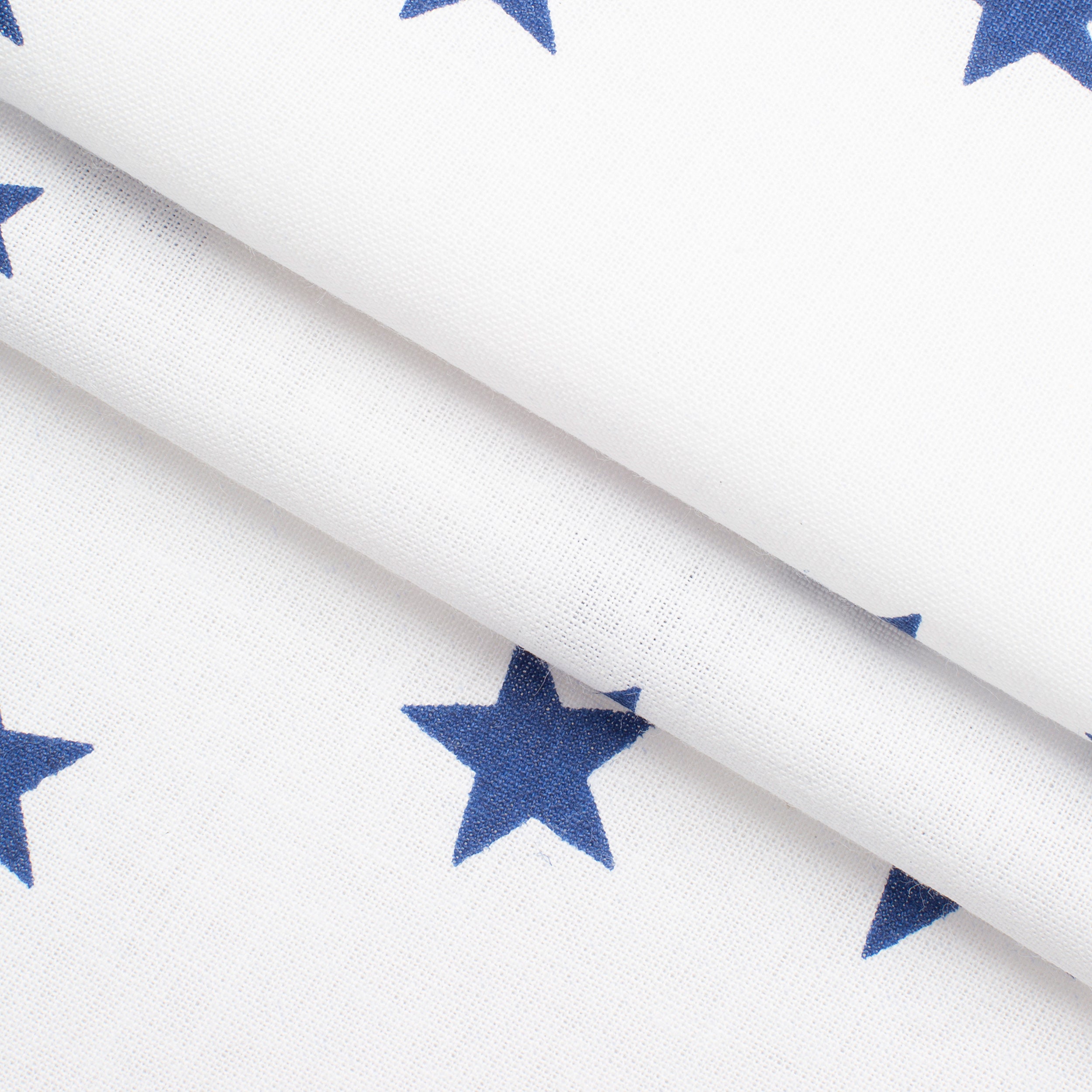 4.2 OZ COTTON POPLIN - PRINTED - WHITE - BLUE STARS