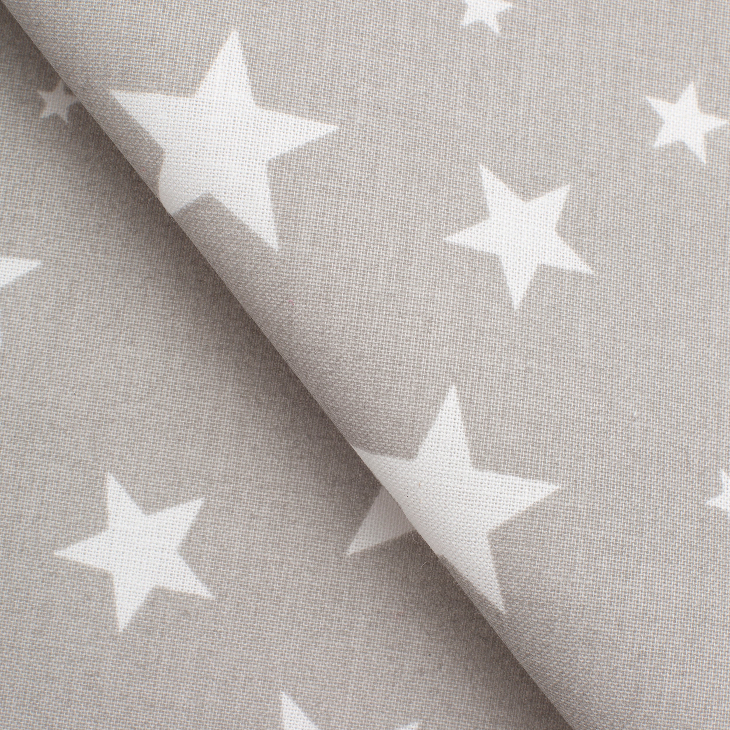 PRINTED COTTON POPLIN FABRIC - BEIGE STARS PRINT - 160 GSM